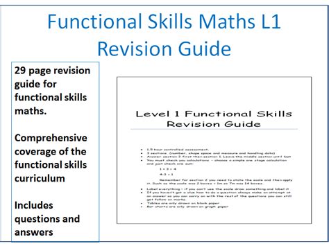 Functional Skills Maths Level Revision Guide Workbook With Answers