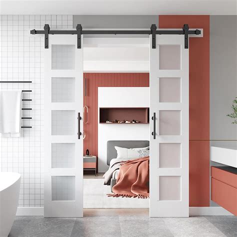 Buy Easelife 36in X 84in Double 18in×84in Door Glass Barn Door With 6