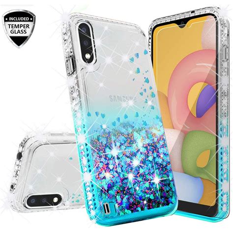 For Samsung Galaxy A01 Case W Tpu Screen Protector Liquid Quicksand