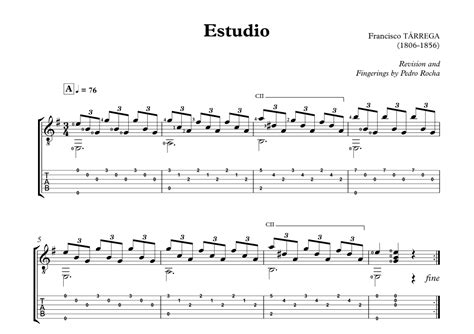 Estudio Em Sheet Music Tarrega Francisco Easy Guitar Tab