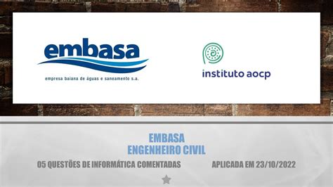 Embasa Engenheiro Engenharia Civil De Produ O Ou De Produ O