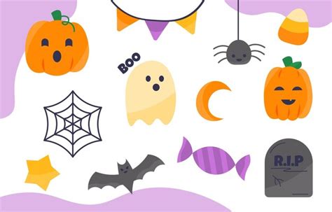 Premium Vector Halloween Elements Set Pumpkin And Ghost Bat And Spiders Web International