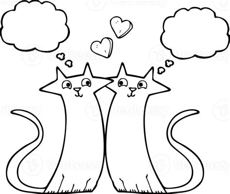 Thought Bubble Cartoon Cats In Love 45294956 Png