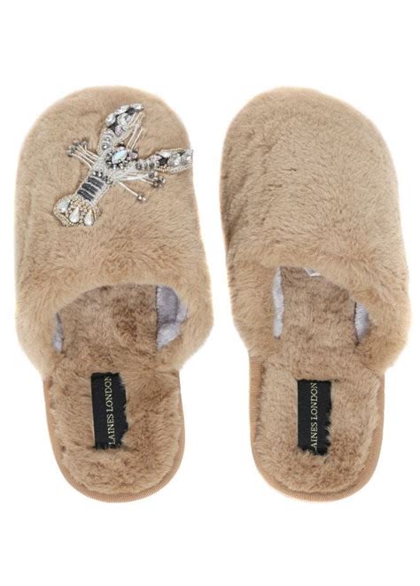 Organza Bags Closed Toe Slip On Sandal Lobster Caramel Faux Fur