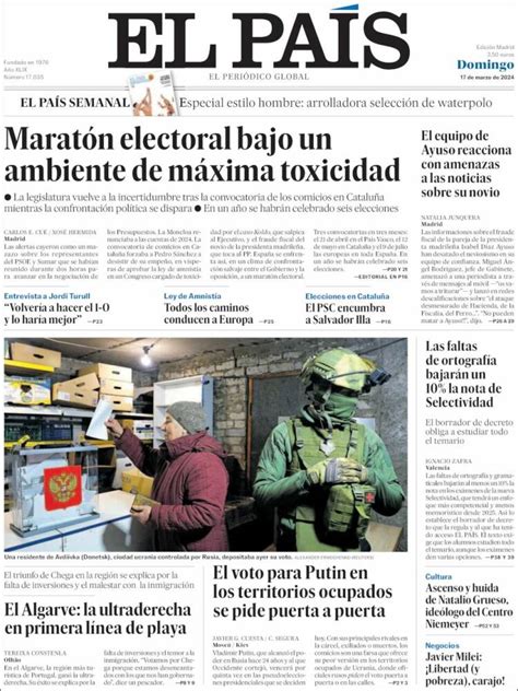 Portada Del Diario El Pa S Del D A News Europa