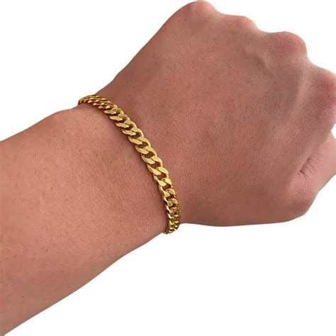 Pulseira Masculina Banhada A Ouro 18k Premium Grumet 1x1 Mercado