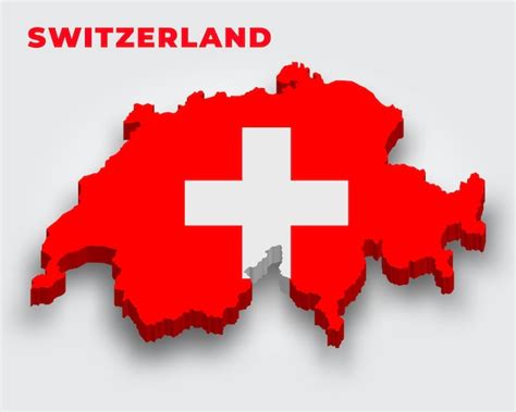 Schweiz 3d Karte Mit Flagge Premium Vektor