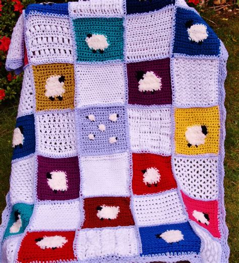 Pattern Sheep Baby Blanket Pdf Uk Terms Etsy