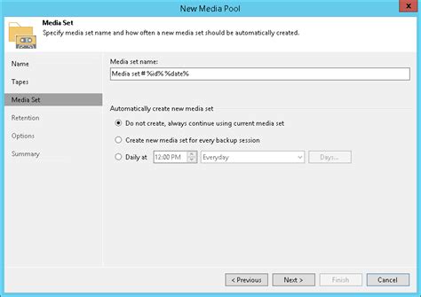 Step 4 Specify Media Set Options Veeam Backup Guide For Hyper V