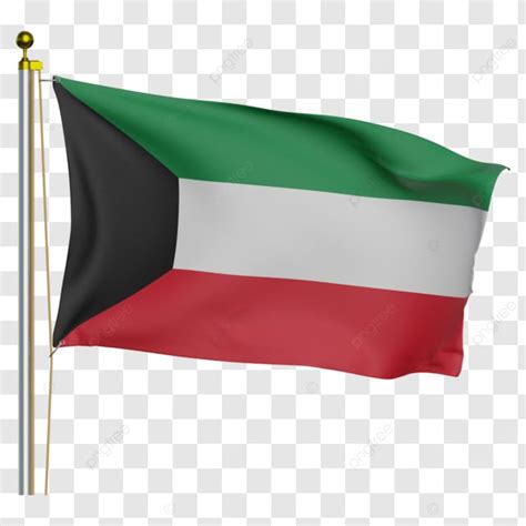 Bandera De Kuwait Ondeando Con Un Poste Transparente Png Dibujos