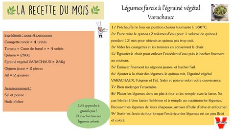 La Recette Du Mois Juin Varachaux