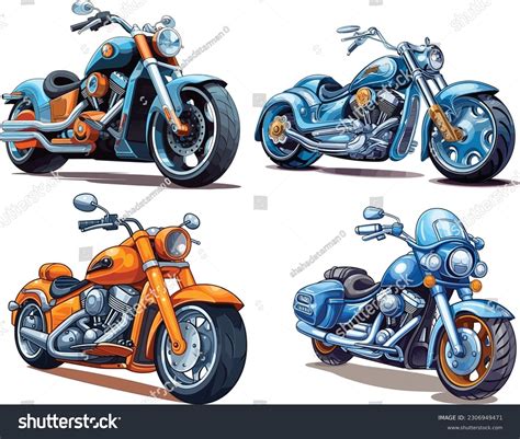 Motorcycle Cartoon Set Isolated On White Stock Vector (Royalty Free) 2306949471 | Shutterstock