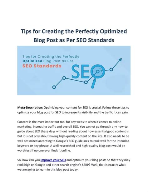 Ppt Tips For Creating The Perfectly Optimized Blog Post As Per Seo