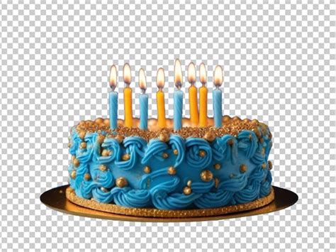 Premium Psd Vibrant Blue Birthday Cake With Multiple Candle