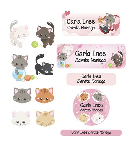 Etiquetas Para Tiles Escolares Y Tapers Cute Cat Alcole