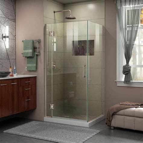 Dreamline Unidoor X 34 38 W X 34 In X 72 In Frameless Hinged Shower Enclosure In Brushed