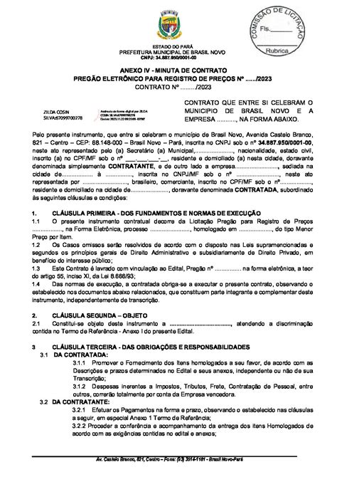 MINUTA DE CONTRATO PE SRP 028 2023 Prefeitura Municipal De Brasil