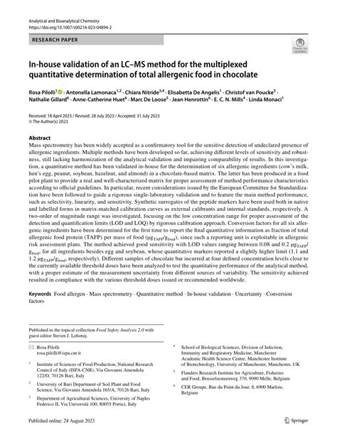 Pdf In House Validation Of An Lc Ms Method For The Multiplexed