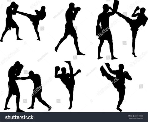 Set 6 Kickbox Silhouette Stock Vector 322979588 Shutterstock