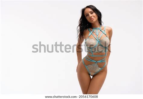 Long Haired Provocative Brunette Woman Sexy Stock Photo