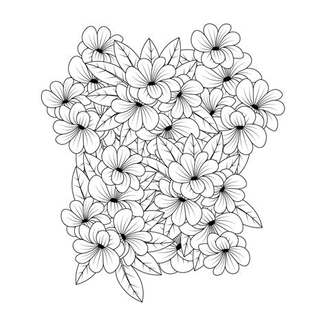 Cute Doodle Flower Coloring Page Of Line Art Illustration With Hand