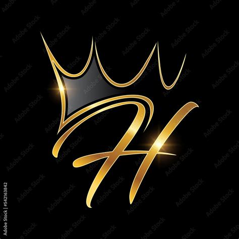 Gold Monogram Crown Logo Initial Letter H Stock Vector Adobe Stock