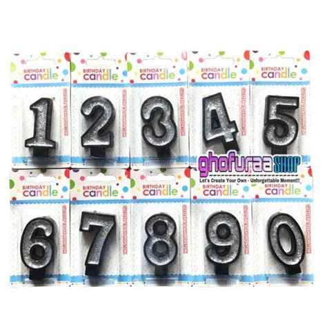 Jual Lilin Angka Ulang Tahun Warna Silver Glitter List Hitam Lilin