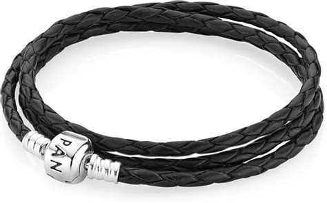 Pandora Triple Black Leather Bracelet 590705cbk T2 Medium