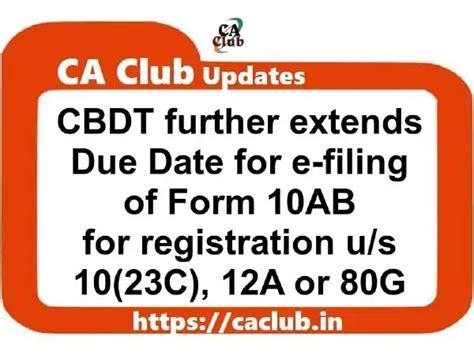 Cbdt Further Extends Due Date For E Filing Of Form Ab To