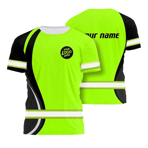 Hi Vis Shirt Uniform Company Reflective Green Neon Custom Name And Logo