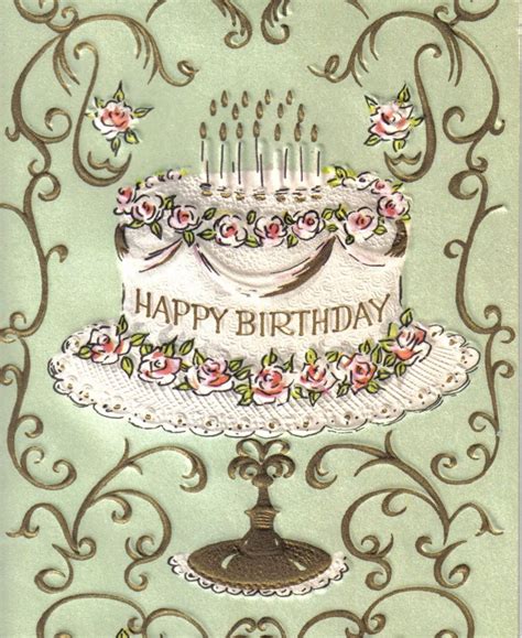 Vintage Happy Birthday Cake, Retro Birthday Cake, Instant Digital ...