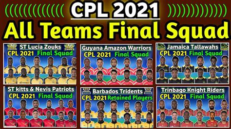 Cpl All Teams Final Squad Caribbean Premier League All