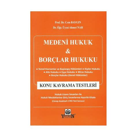 Medeni Hukuk Bor Lar Hukuku Konu Kavrama Testleri