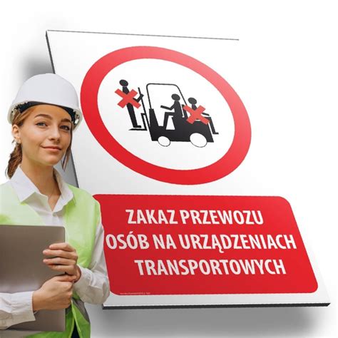 Tablica PVC 20x30 cm ZAKAZ PRZEWOZU OSÓB NA URZĄDZENIACH TRANSPORTOWYCH