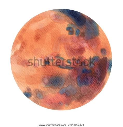 Watercolor Planet Mars Isolated On White Stock Illustration 2220057471