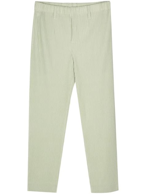 Homme Pliss Issey Miyake Tailored Pleats Trousers Green Farfetch