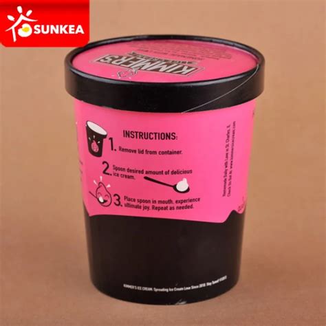 Sunkea Customized Packaging Container Single Wall Kraft Paper Ice Cream Cup With Dome Plastic