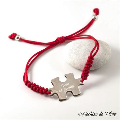 Pulsera Personalizada Puzzle Con Nombre Para Grabar De Hechizo De Plata