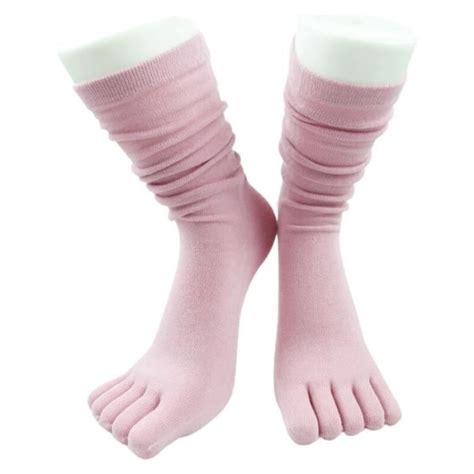 Bas Chaussettes Tube Longues Cinq Doigts Pour Femmes Simple Couleur