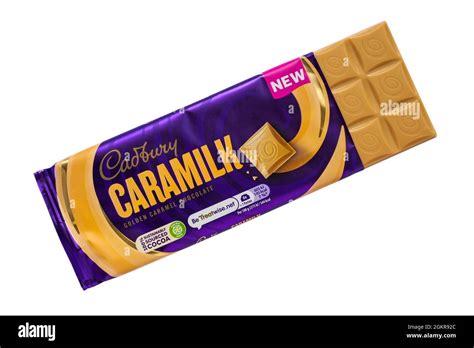 Bar Of Cadbury Caramilk Chocolate Bar Opened To Show Contents Isolated