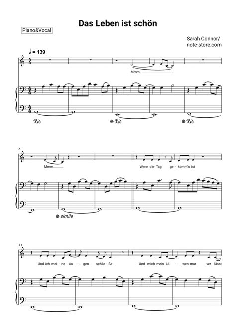 Sarah Connor Das Leben ist schön sheet music for piano with letters