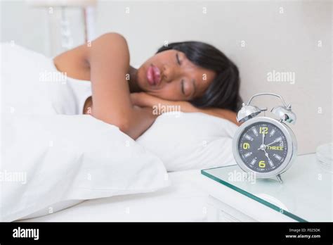 Pretty Brunette Sleeping In Her Bed Stock Photo Alamy