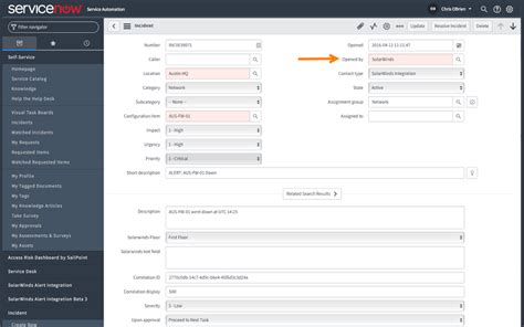 Servicenow Integration Automatic Ticket Creation Solarwinds