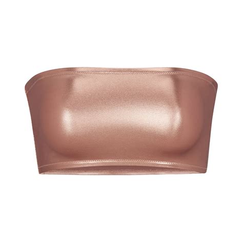 Skims Metallic Swim Bandeau Bikini Top In Champagne See Kim