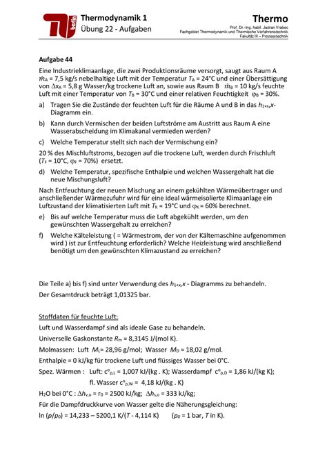 TD1 Übung 22 Aufgaben Thermodynamik 1 bung 22 Aufgaben Thermo