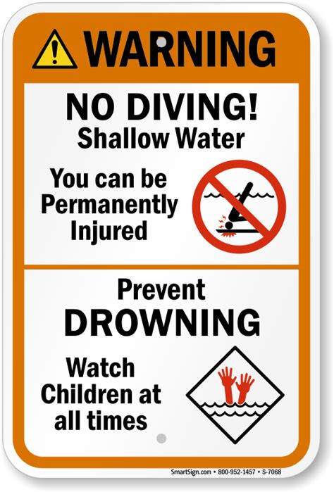 No Diving Shallow Water Sign