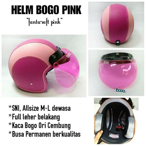 Jual Helm Bogo Retro Kulit Murah Fanta Soft Pink Kaca Bogo Pink Ori