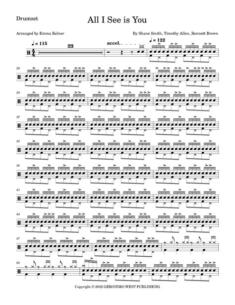 All I See Is You Arr Emma Kelner By Shane Smith And The Saints Sheet Music For Drums At Sheet