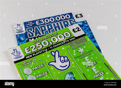 London UK 09 27 2023 Two National Lottery Scratch Cards Isolated In