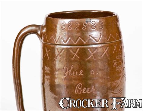 Unusual Hue Ohio Stoneware Incised Beer Mug Lot 305 July 22